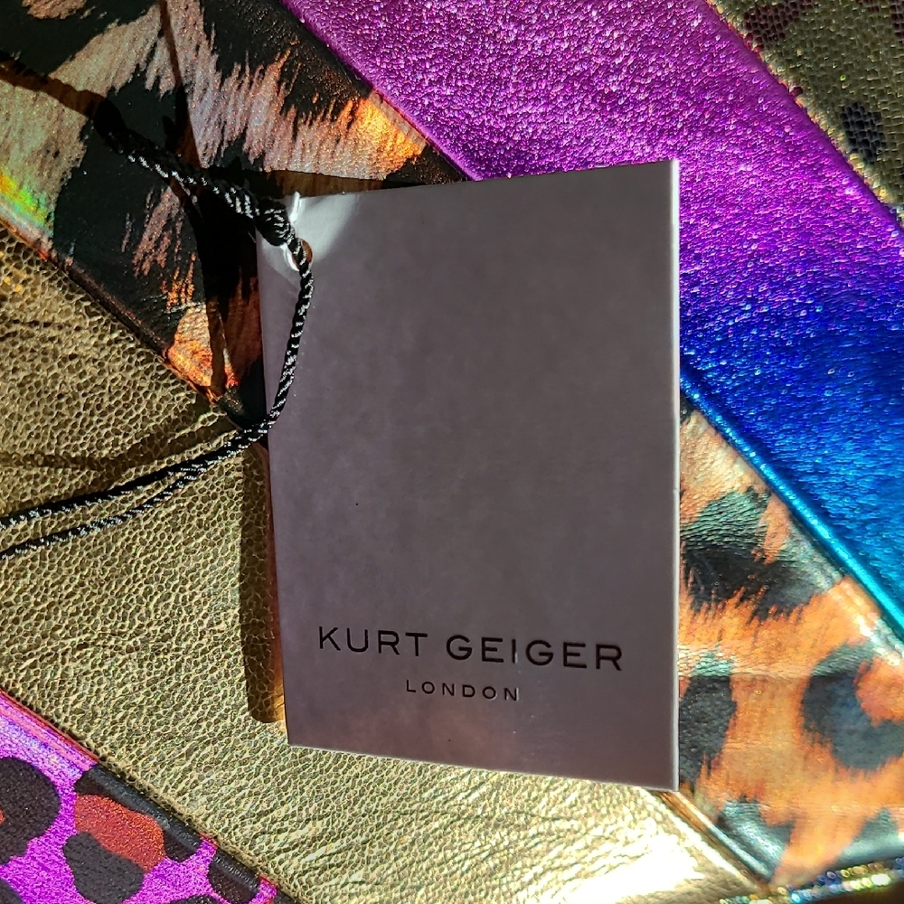 Kurt Geiger Brixton Lock Gold Rainbow Multi-Color Metallic Leather Bag Purse - Picture 13 of 16